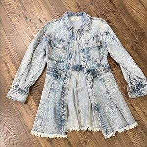 Light Wash Denim Long Jacket - Women